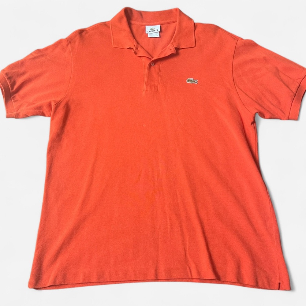 Lacoste Polo Shirt Orange Green Crocodile Large Size 5